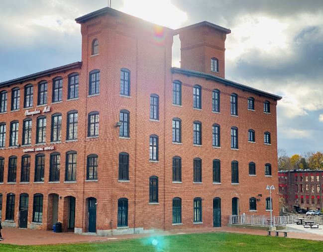 Exterior of Champlain Mill where space is available, 20 Winooski Falls Way, Winooski, VT